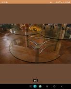 prachtige 3draaiende glazen tafel., Huis en Inrichting, Tafels | Bijzettafels, Ophalen, 75 cm of meer, Rechthoekig, Glas