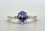 Gouden Vintage ring met tanzaniet en toermalijn. 2025/720., Sieraden, Tassen en Uiterlijk, Ringen, ., Paars, Nieuw, Ophalen of Verzenden