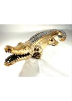 Gouden Krokodil Decoratie met Glitter steentjes 50cm lang, Ophalen of Verzenden, Nieuw, Overige materialen, Dierenbeeld