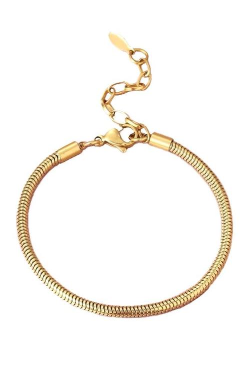 Buddy-Basis slangen armband | Roestvrijstaal | kleur Goud, Sieraden, Tassen en Uiterlijk, Armbanden, Nieuw, Staal, Goud, Verzenden