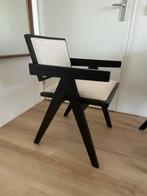Zwarte design stoel met stoffen zitting, Huis en Inrichting, Stoelen, Ophalen, Zwart, Zo goed als nieuw, Vier