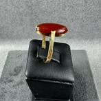 Gouden Ring | 14k | 1,7g | ovale karneool | mt 17,5 | 392855, Sieraden, Tassen en Uiterlijk, Ringen, Gebruikt, Ophalen of Verzenden