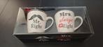 Mokken of koppen Mr en Mrs Right, nieuw in geschenkdoos, Nieuw, Ophalen of Verzenden, Overige stijlen, Kop(pen) en/of Schotel(s)