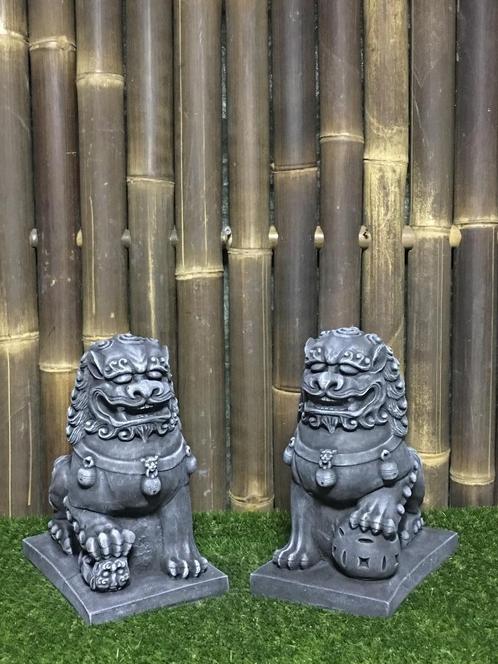 Set (2) Foo dogs / Tempel leeuwen, Tuin en Terras, Tuinbeelden, Nieuw, Overige typen, Beton, Ophalen