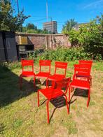 6 rode aluminium tuinstoelen, Ophalen, Gebruikt, Aluminium, Stapelbaar