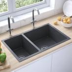 NIEUW | Gootsteen keukenwasbak Dubbel RVS! GRATIS BEZORGD, Verzenden, Zwart, Nieuw, Minder dan 100 cm