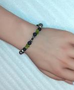 Kralenarmband zwarta lava en groene olivijn, Overige materialen, Met bedels of kralen, Verzenden, Nieuw