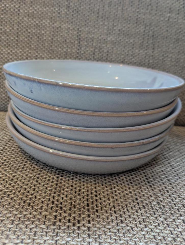 Dille en Kamille borden 22cm grijs/blauw (5x), Huis en Inrichting, Keuken | Servies, Zo goed als nieuw, Bord(en), Overige stijlen