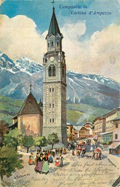 (381-313-025) Companile in Cortina d'Ampezzo, Verzamelen, Ansichtkaarten | Buitenland, Buiten Europa, Voor 1920, Verzenden
