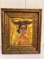 Schilderij vrouw met fruitmand Caribisch Latijns Amerika, Antiek en Kunst, Kunst | Schilderijen | Modern, Ophalen of Verzenden
