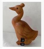 Brocante Houten beeld, Eend Gans, 16 x 10 cm, Ophalen of Verzenden, Zo goed als nieuw, Dier