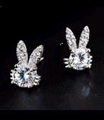 Oorbellen konijn Swarovski, Sieraden, Tassen en Uiterlijk, Oorbellen, Verzenden, Nieuw, Zilver, Knopjes of Stekers