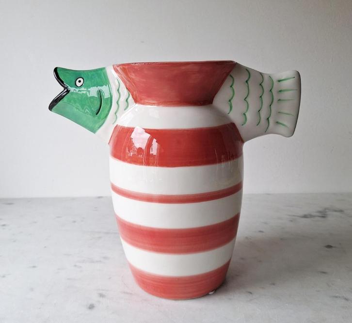 Vaas vis, Huis en Inrichting, Woonaccessoires | Vazen, Zo goed als nieuw, Overige kleuren, Minder dan 50 cm, Aardewerk of Porselein