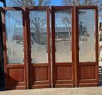 4-delige antieke openslaande deuren met geëtst glas 249x282, Antiek en Kunst, Ophalen