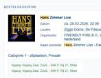 2x Hans Zimmer Live tickets - Ziggo Dome  - 28-02-2026, Twee personen
