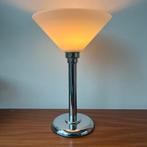 Art Deco vintage chroom en melkglas tafellamp, Vintage, Gebruikt, Art deco, Fifties