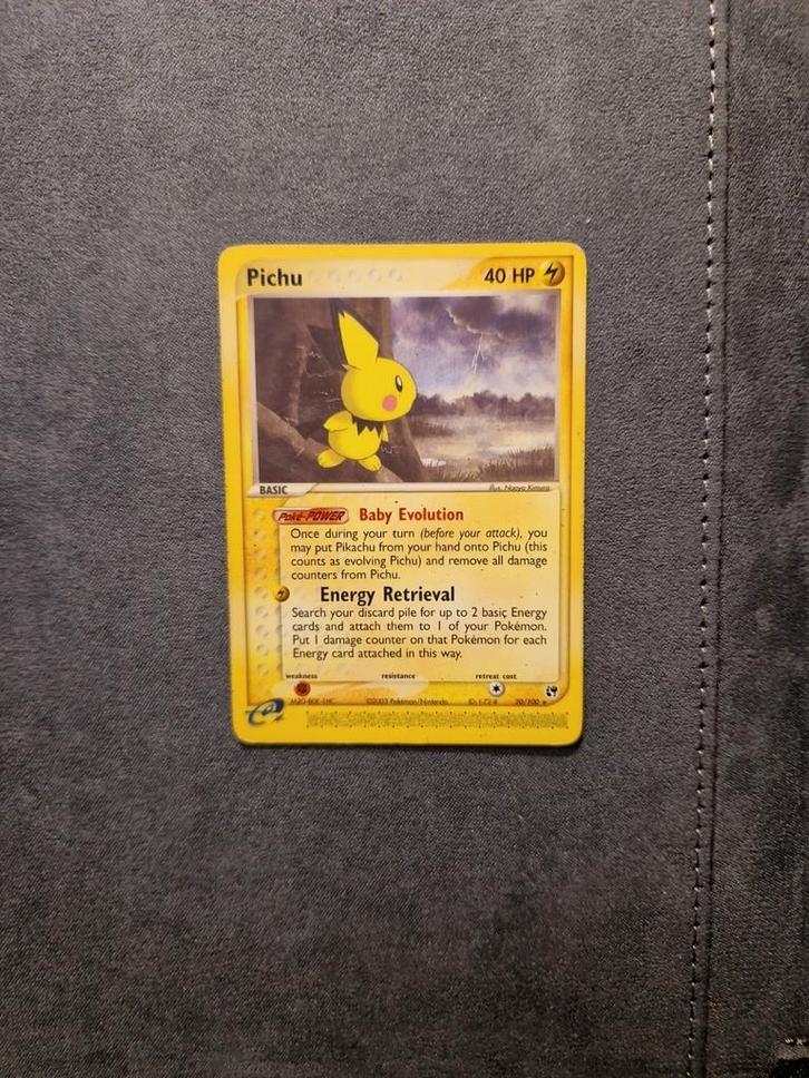 Pichu 20/100 Ex Ruby and Sapphire Sandstorm 2003 E series, Hobby en Vrije tijd, Verzamelkaartspellen | Pokémon, Zo goed als nieuw