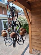Smeedijzeren Kroonluchter met Bolkaarsen, Huis en Inrichting, Lampen | Kroonluchters, Ophalen, Gebruikt, Metaal, Landelijk