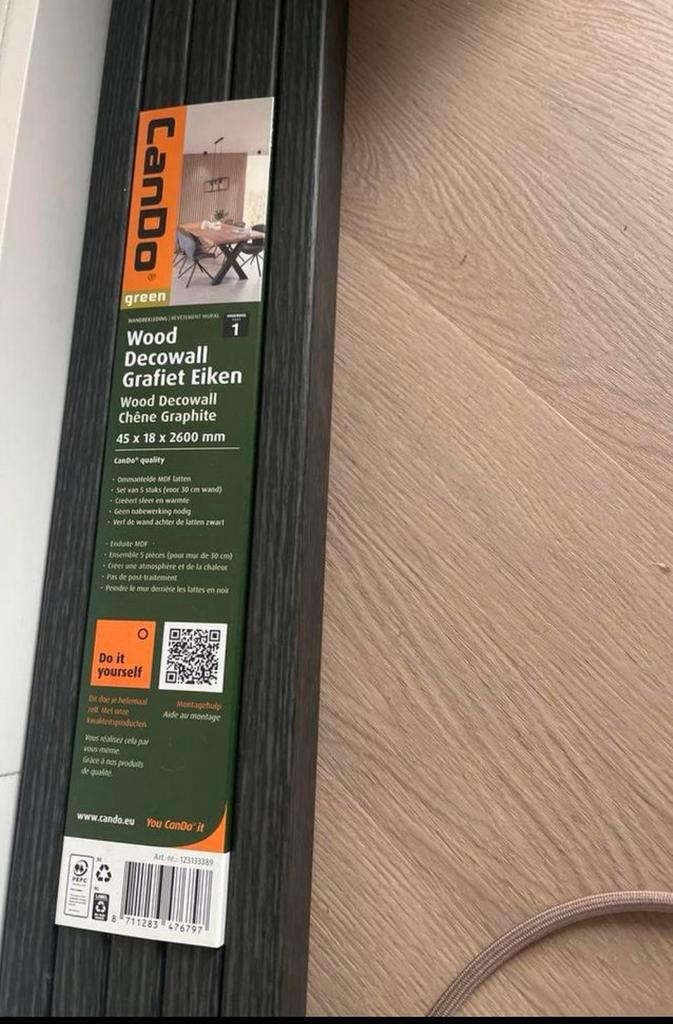 Wood decowall panelen grafiet eiken nieuw, Doe-het-zelf en Verbouw, Platen en Panelen, Zo goed als nieuw, Hout, Ophalen of Verzenden