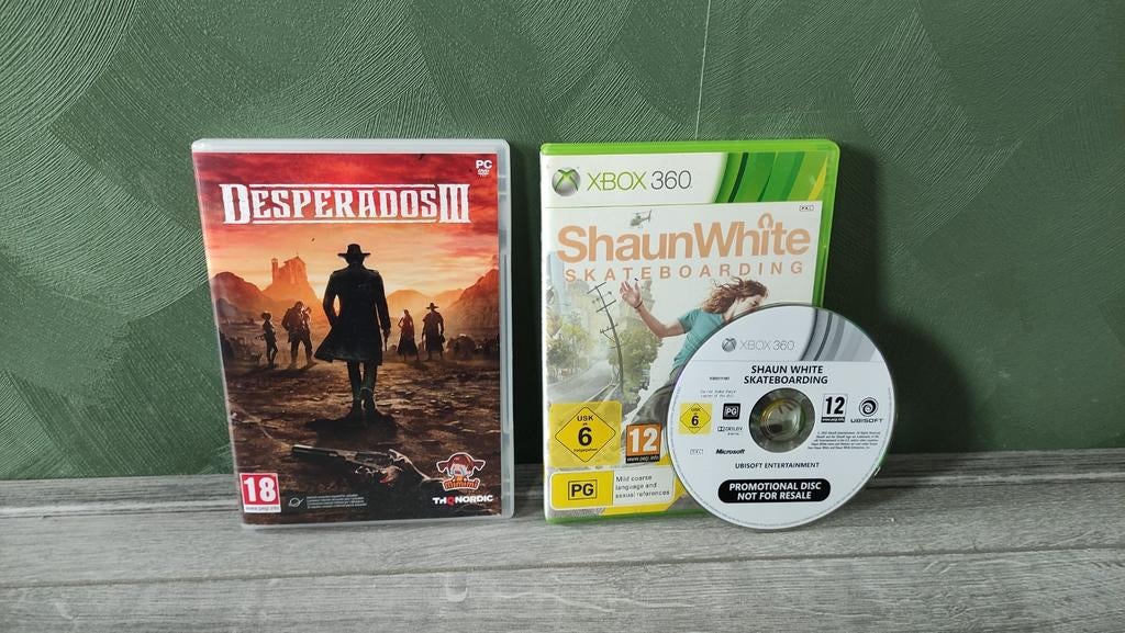Shaun white skateboarding xbox 360 en gratis desperados 3 pc, 1 speler, Ophalen of Verzenden, Zo goed als nieuw, Vanaf 3 jaar