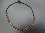 kleine kraaltjes ketting/ neckles, 34 cm lang, zwart/cognac., Verzenden, Zwart, Overige materialen