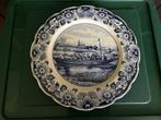 Delfts blauw bord - boot in Hollands landschap - 39 cm, Ophalen
