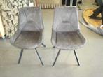 2 faux suede eetstoelen donkergrijs, Huis en Inrichting, Stoelen, Gebruikt
