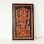 60's, Inca wandbord leren wanddecoratie  viracocha mexico, Antiek en Kunst, Curiosa en Brocante, Ophalen of Verzenden