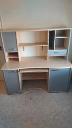 Bureau berken met grijs, Ophalen, Gebruikt, Bureau