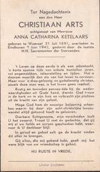 Arts Christiaan 1881 Woensel 1942 Eindhoven, Ophalen of Verzenden, Bidprentje