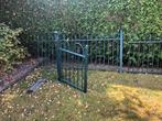 Sierhek met draaideur en zijdelen 25 meter, Tuin en Terras, Tuinhekken en Hekwerk, Ophalen, Zo goed als nieuw, IJzer, Dubbelstaafmat hekwerk