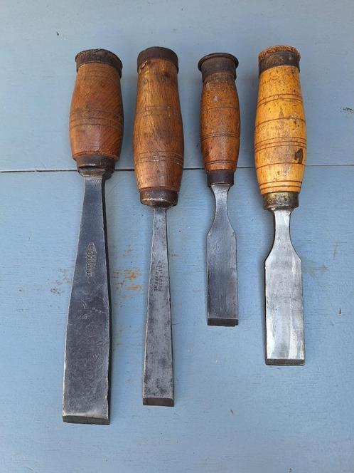 4x antieke beitel, Doe-het-zelf en Verbouw, Gereedschap | Handgereedschap, Gebruikt, Ophalen of Verzenden