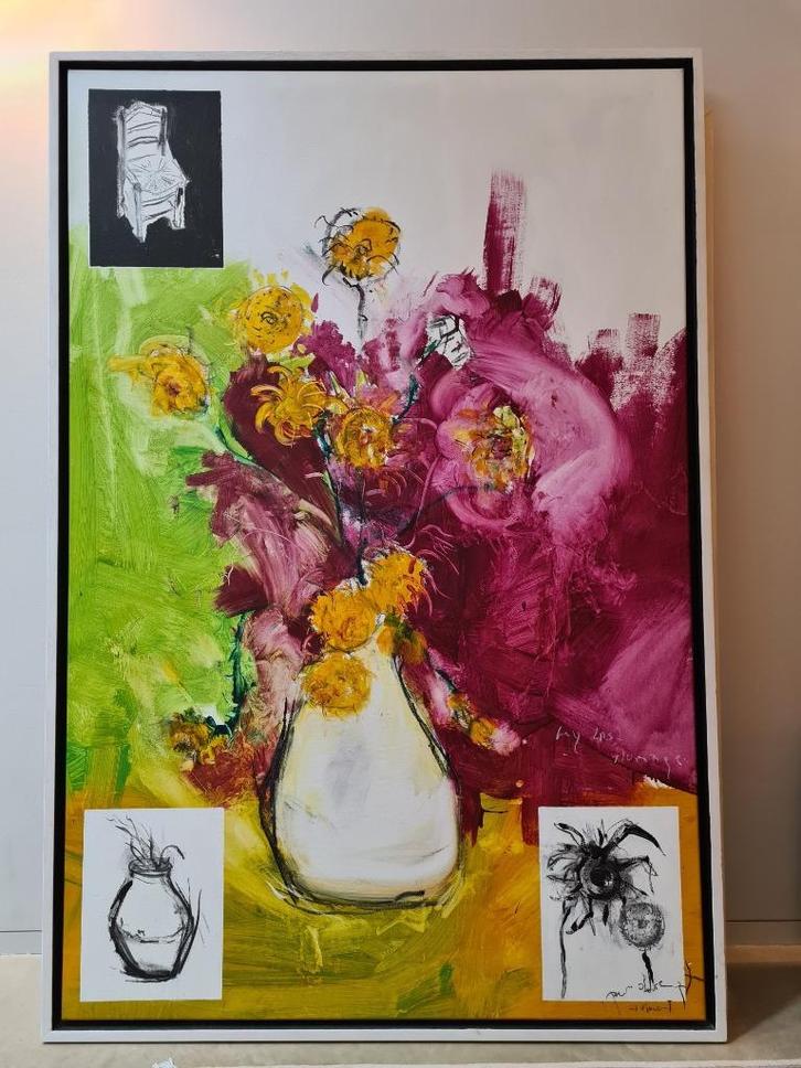 Pierre Devreux 101x150 (Hommage Van Gogh), Antiek en Kunst, Kunst | Schilderijen | Modern, Ophalen
