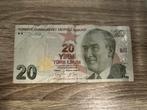 20 Turkse Lira briefje, Postzegels en Munten, Ophalen of Verzenden, Overige landen, Los biljet