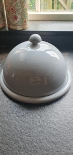 Zeldzame vintage stolp taartplateau pastel blauwgrijs 387L, Ophalen of Verzenden