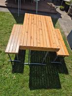houten inklapbaar picknicktafel met twee banken, Ophalen, Gebruikt, Rechthoekig, Inklapbaar