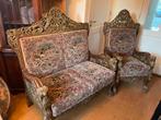 Kasteel Bank & Stoel Set - Prachtig Houtsnijwerk, Ophalen, Zo goed als nieuw, Stof