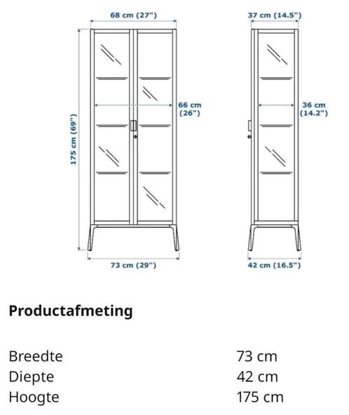 Prachtige, nieuwe  vitrinekast Milsbo, Ikea, topstaat!, Huis en Inrichting, Kasten | Kledingkasten, Zo goed als nieuw, 150 tot 200 cm