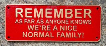 Remember as far as anyone knows we're a nice normal family beschikbaar voor biedingen