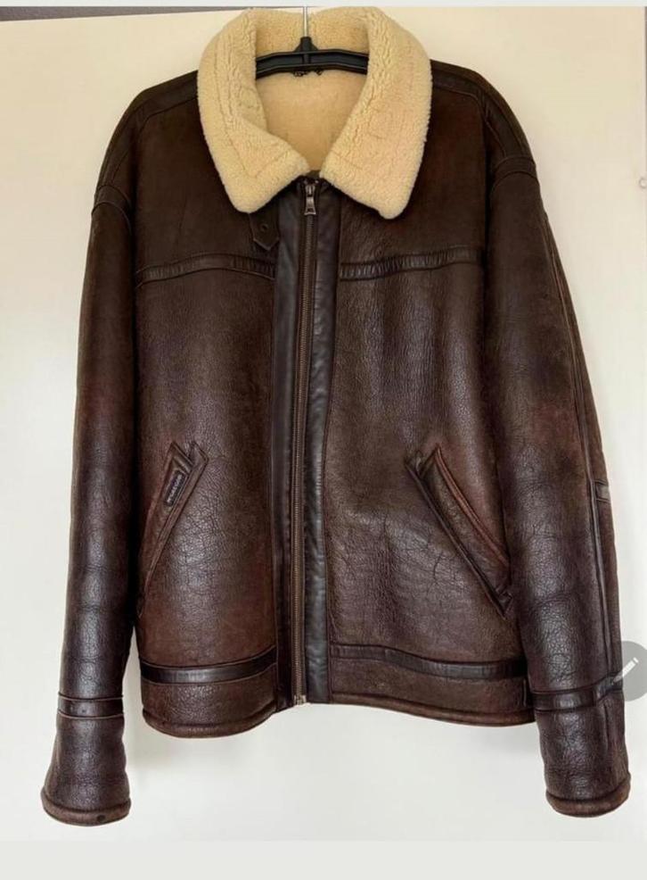 MC Gregor Vintage lammycoat jas (100% lamb leather) mt56, Kleding | Heren, Jassen | Winter, Gedragen, Maat 56/58 (XL), Bruin, Ophalen of Verzenden