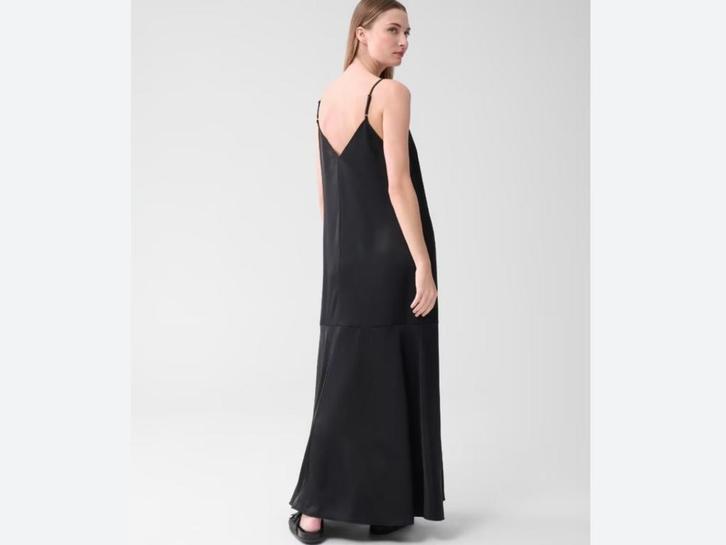 NIEUWE ZWARTE SATIJNEN JURK VAN LONNEKE NOOTEBOOM MAAT XL, Kleding | Dames, Jurken, Nieuw, Maat 46/48 (XL) of groter, Zwart, Onder de knie