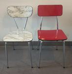 Vintage formica stoeltjes, Huis en Inrichting, Stoelen, Ophalen, Vier, Rood, 50ties/60ties vintage