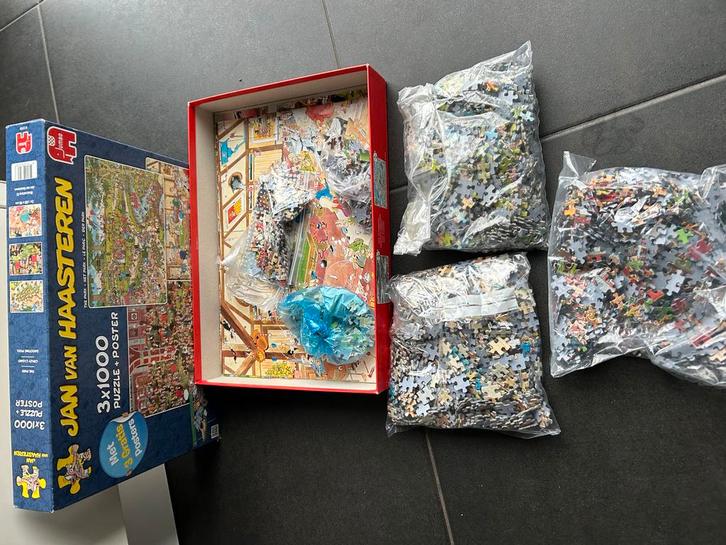 3x Jan van Haasteren puzzel, Hobby en Vrije tijd, Denksport en Puzzels, Gebruikt, Legpuzzel, 500 t/m 1500 stukjes, Ophalen