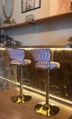 2 Roze Fluweel Barkrukken- In Hoogte Verstelbaar, Ophalen, 60 tot 90 cm, Nieuw, 2 krukken