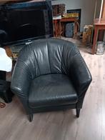 Zeer comfortabele geheel lederen fauteuil, Ophalen, Zo goed als nieuw, 75 tot 100 cm, 50 tot 75 cm
