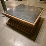 25036 Salontafel Teak Marmer 1,00 m x 1,00 m, Ophalen, 50 tot 100 cm, Nieuw, 50 tot 100 cm