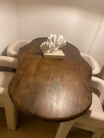 Organische Mangohouten Eettafel Japandi Stijl - 160cm beschikbaar voor biedingen