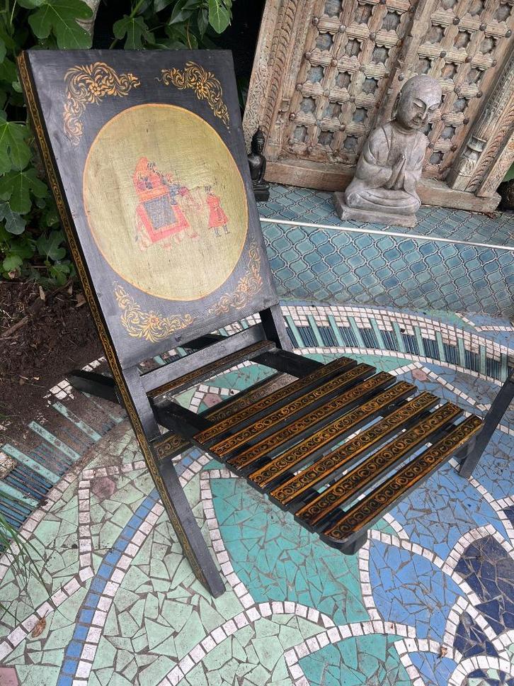Indiase klapstoel stoel India handbeschilderd oosters India, Huis en Inrichting, Stoelen, Gebruikt, Eén, Hout, Overige kleuren