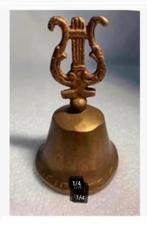 Brocante koperen bel, muziek, Tafelbel, 9,5 cm hoog, Antiek en Kunst, Ophalen of Verzenden