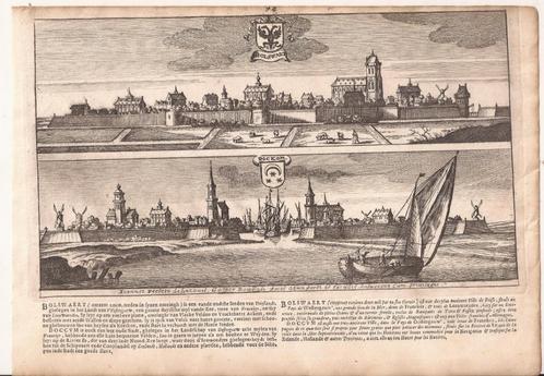Gezichten op Bolsward en Dokkum door Bouttats / Peeters 1674, Antiek en Kunst, Kunst | Etsen en Gravures, Ophalen of Verzenden